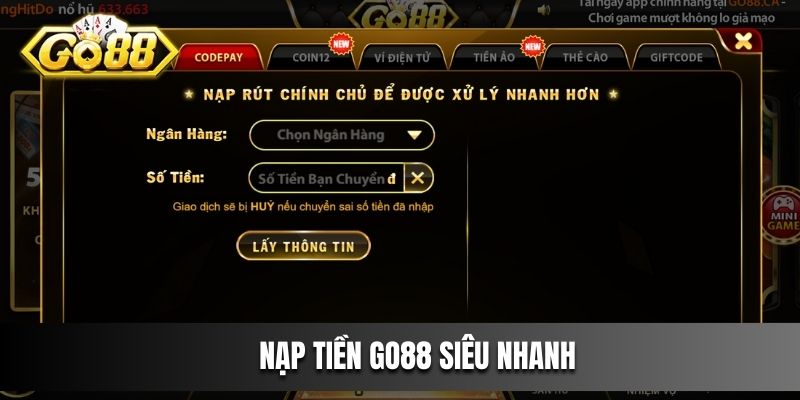 Nạp tiền siêu nhanh với các bước đơn giản hoá